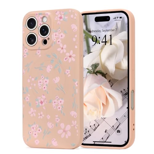 Wirvyuer Magnetisch Hülle für iPhone 16 Pro Handyhülle mit Blume Muster [Kompatibel mit MagSafe] Stoßfeste Silikon Schutzhülle für Frauen Mädchen Cute Case für iPhone 16 Pro Rosa von Wirvyuer