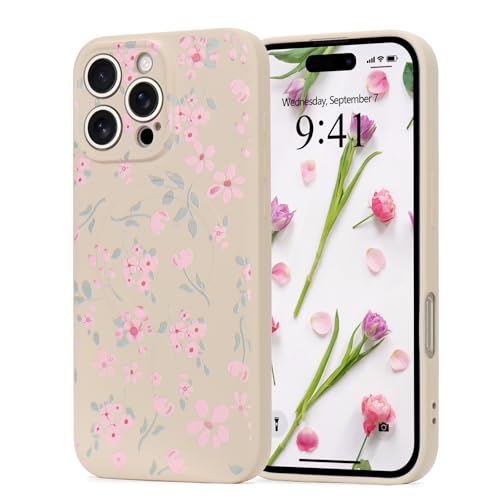 Wirvyuer Magnetisch Hülle für iPhone 16 Pro Max Handyhülle mit Blume Muster [Kompatibel mit MagSafe] Stoßfeste Silikon Schutzhülle für Frauen Mädchen Cute Case für iPhone 16 Pro Max Weiß von Wirvyuer