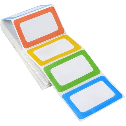 Wisafory Namensschild Aufkleber Selbstklebende Namen Etiketten Sticker Bunte Name Tag Stickers Personalisierte Namensetiketten für Küche, Kinderbekleidung, Schule Klassenzimmer und Büro 200 Stück von Wisafory