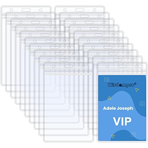 Wisdompro 20 große Ausweishalter, 9,4 x 13,5 cm, transparent, wasserdicht, Kartenhalter mit wiederverschließbarem Reißverschluss für VIP-Pässe, Backstage-Pässe, Pressepässe, Konzerte – vertikal von Wisdompro