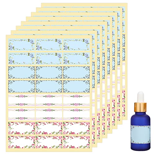 Wisdompro Etiketten Selbstklebend 192 Stück, Etiketten zum Beschriften, Klebeetiketten zum Beschriften kann als Marmeladen Etiketten Flaschen/Einmachetiketten Gewürzetiketten (Groß, Blume) von Wisdompro