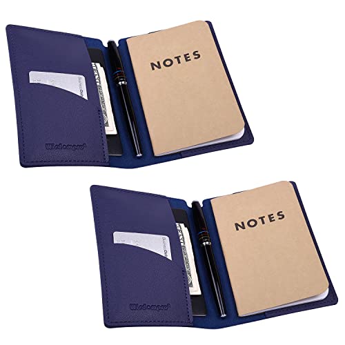 Wisdompro PU Leder Notizbuchhülle für Moleskine Cahier Journal Pocket, Field Notes oder andere 9x14CM (3.5" x 5.5") Pocket-Notizbücher - Blau von Wisdompro