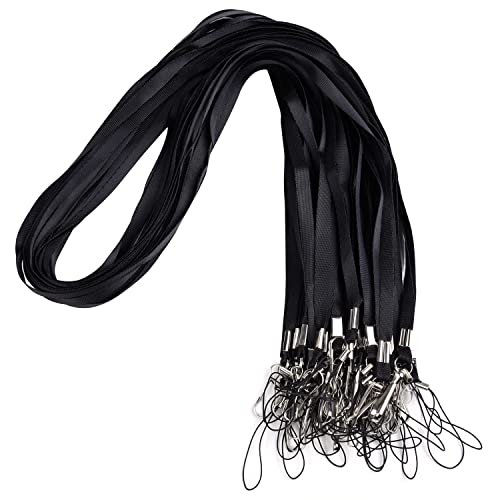 Wisdompro Schlüsselband Lang 30 Stück, Schlüsselbänder mit Fahnenstange Clip, Lanyard für Ausweise, Schlüssel (Schwarz) von Wisdompro