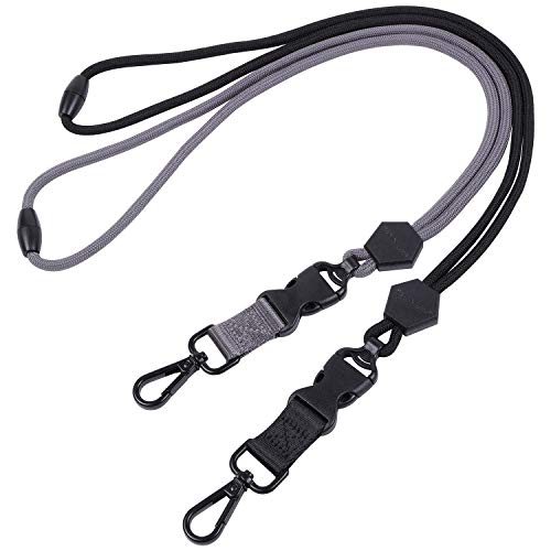 Wisdompro Schlüsselband zum Umhängen 2 Stück, 58,5 cm Abnehmbarer Schlüsselbänder mit Sicherheitsverschluss, Lanyard mit Karabiner für Ausweishülle, Schlüssel (Schwarz/Grau) von Wisdompro