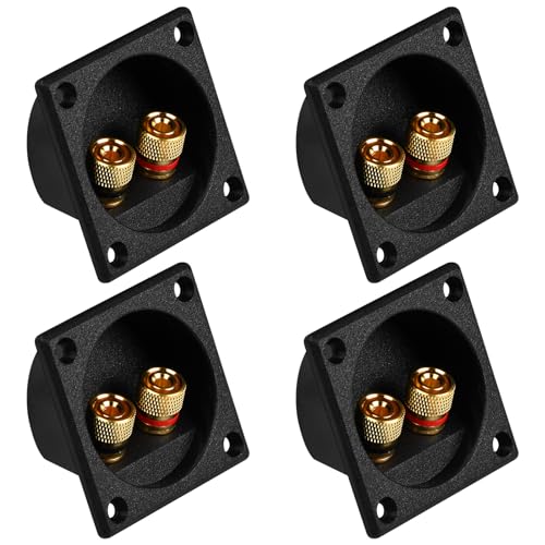 Wisebom 4PCS 2.2 Zoll Quadratische 2-Wege Lautsprecher Box Terminal Cup mit Bananen Stecker Schraube Typ Bindung Post Subwoofer Box Lautsprecher Klemmen Platten für DIY Home Auto Stereo Lautsprecher von Wisebom