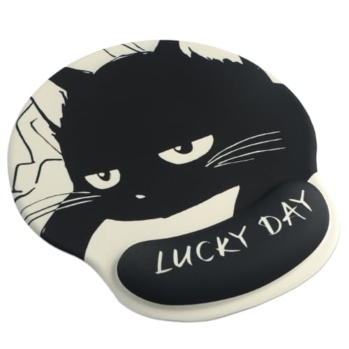 Wisebom Mauspad mit Handauflage Mousepad Ergonomische Komfort Mauspad mit Gelkissen Mouse Mat Katze Handgelenkauflage für Alle Maus Offfice Heim Computer Laptop von Wisebom