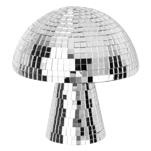 Wisebom Pilz Disco Kugel Silber, Spiegel Pilz Disco Kugel, Kugel Disco Spiegel Glitzer, Disco Pilze für Heimdekorationen, Discokugel Deko, Bühnenrequisiten, Partyartikel und Zubehör (6in (15x15x16cm)) von Wisebom