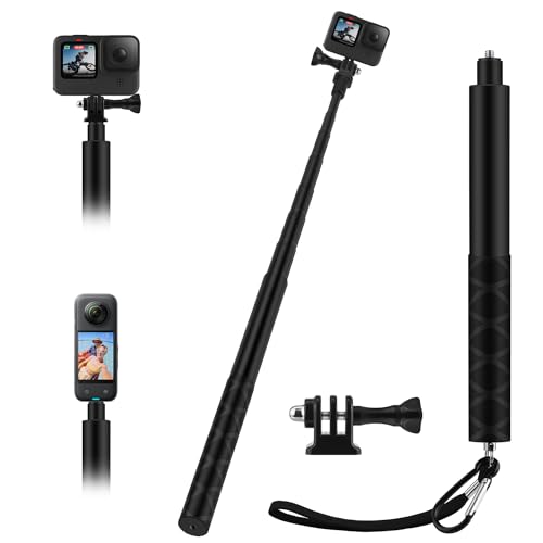 Wiseten 150CM Selfie Stick für Insta360 X5 X4, Teleskop Einbeinstativ für Action Cam Extendable Handheld Pole Selfie Stick für GoPro Hero 13 12 11 10 9 Insta 360 X4/X5 DJI Osmo Action 5 Pro Zubehör von Wiseten