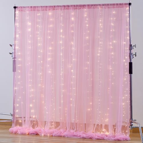 Tüll-Hintergrundvorhang mit Lichterkette, für Partys, durchsichtige Fotohintergründe, Vorhänge für Hochzeit, Party, Fotografie, Hintergrund, 3 x 3 m, Rosa / Blau Tüll-Hintergrundvorhang mit Lichterkette, für Partys, durchsichtige Fotohintergründe, Vorhänge für Hochzeit, Party, Fotografie, Hintergrund, 3 x 3 m, Rosa / Blau von Wish Care