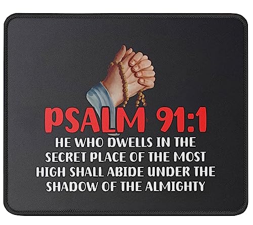Mauspad mit Psalm 91:1 He Who Dwells in The Secret Place, religiöse Taufe, Glaube, Bibelvers, Zitat, Gebetsgeschenke, 24,1 cm von Wish State