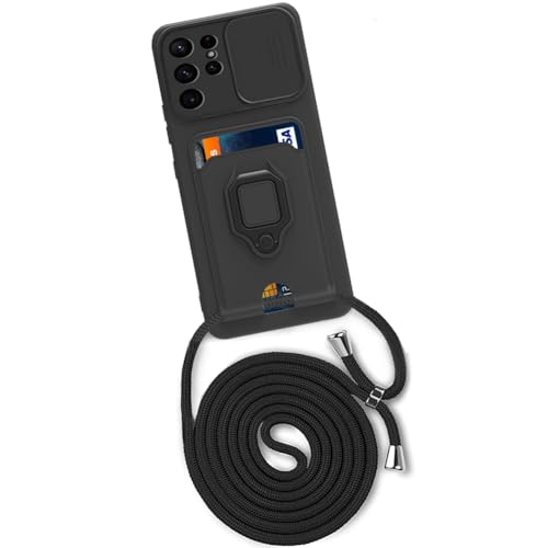 Handykette Hülle mit Kartenhalter für Samsung Galaxy S25 Ultra,kameraschutz Hülle mit Camera Slider Handyhülle Silikon TPU Cover für zum Umhängen Schutzhülle mit Case für Samsung Galaxy S25 Ultra von Wishcover store
