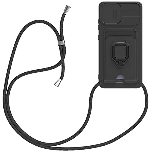 Handykette Hülle mit Kartenhalter für iPhone 15,kameraschutz Hülle mit Camera Slider Handyhülle Silikon TPU Cover für zum Umhängen Schutzhülle mit Case für iPhone 15 von Wishcover store
