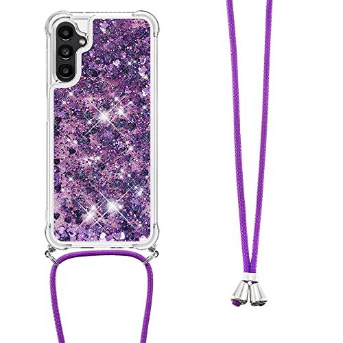 Wishcover store Handykette kompatibel mit für Samsung Galaxy A14 5G Hülle,Glitzer Hülle Flüssig Bewegende Treibsand Transparent Handyhülle - Silikonhülle, Hülle mit Band, Stylische Kette mit Hülle von Wishcover store