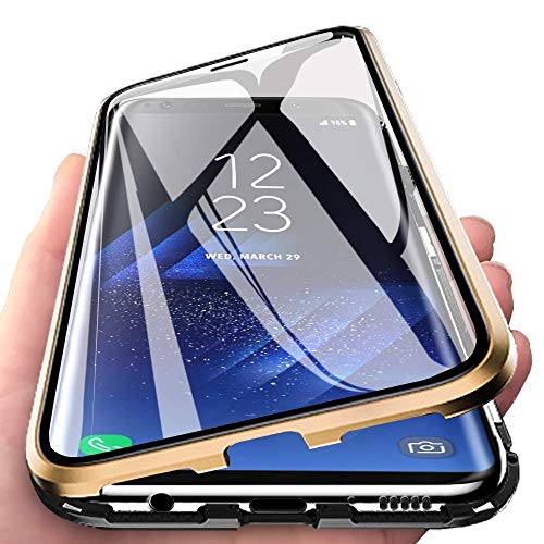 Magnetische Schutzhülle für Samsung Galaxy A51, 360 Grad vollständig transparent, gehärtetes Glas + Aluminiumrahmen, Magnetverschluss Schutzhülle für Samsung Galaxy A51 von Wishcover
