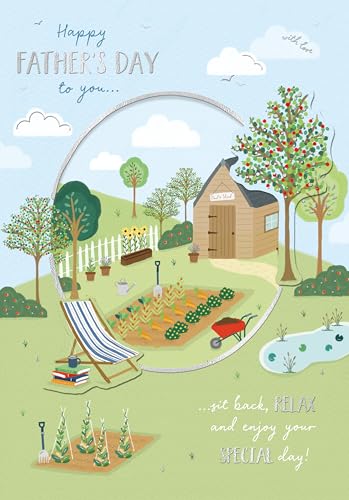 Wishing Well Luxuriöse, handgefertigte Vatertagskarte für Vater, Gartenmotive, 17,8 x 25,4 cm, Studios Wishing Well Luxuriöse, handgefertigte Vatertagskarte für Vater, Gartenmotive, 17,8 x 25,4 cm, Studios von Wishing Well