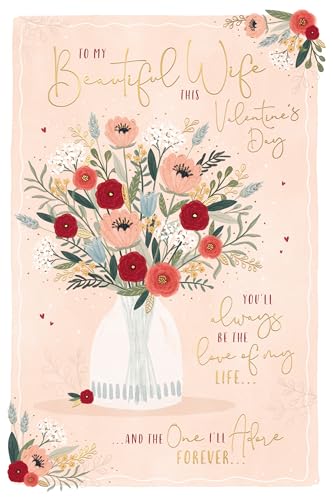 Wishing Well Luxuriöse Valentinstagskarte To My Beautiful Wife, florales Design mit Goldfolien-Finish, Studios, Größe 15,2 x 22,9 cm Wishing Well Luxuriöse Valentinstagskarte To My Beautiful Wife, florales Design mit Goldfolien-Finish, Studios, Größe 15,2 x 22,9 cm von Wishing Well