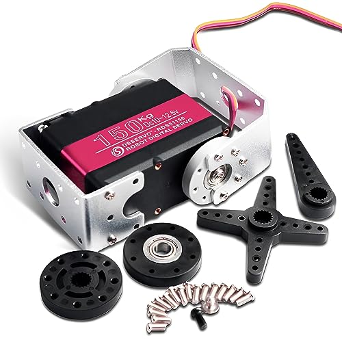 Wishiot 150KG Robot Arm Servo High Torque Digital Servo 270 Grad Wasserdicht IP66 Vollmetallgetriebe mit U-förmiger Halterung für 1/5 RC Auto Roboter von Wishiot