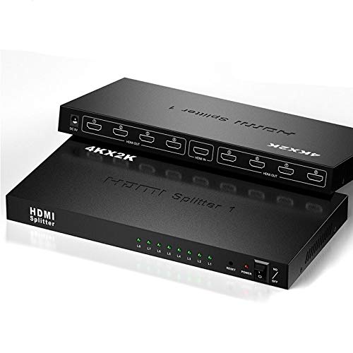 Wishlink 1x8 HDMI Splitter, 1 in 8 Out HDMI Switch Audio Video Verteilerbox Unterstützung Full HD 3D und 4K x 2K Kompatibel für Projektor, HDTV, STB, DVD von Wishlink