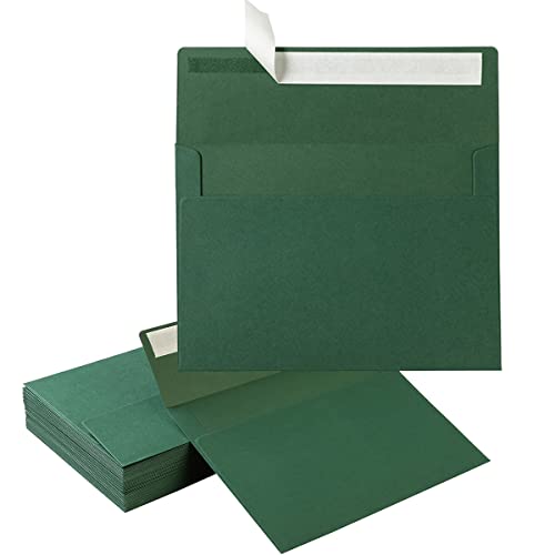 50 Stück 5 x 7 Umschläge farbig selbstklebend für Hochzeit, Party-Einladungen, Grußkarten, Ankündigungen, Fotos, 13 x 18 cm (Dunkelgrün) von Wishop