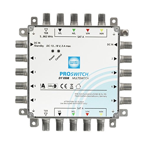 WISI 73621 "DY 0508" PROSWITCH Multischalter 5 in 8 Kaskade/Stand Alone, Passiv weiß/blau von Wisi