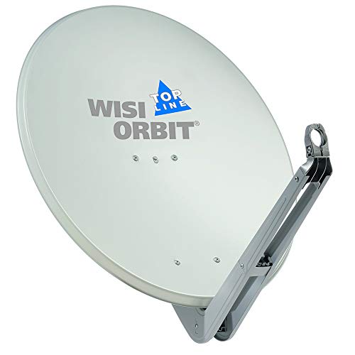 WISI Orbit Topline Satelliten Offset-Antenne OA85G in Lichtgrau – 85cm Reflektor aus Aluminium mit 40mm LNB-Halterung, Feedarm und Mastschellen – Komplette Sat Antenne mit Montagezubehör von Wisi