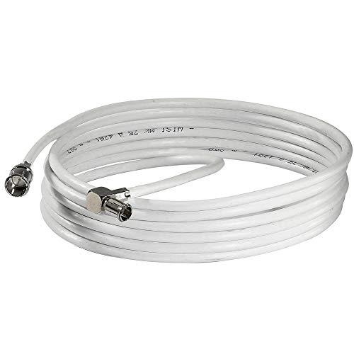 Wisi Daten-Anschlusskabel DS 26 0901 mit F-Quick/WICLIC-Winkelstecker Flexibles Datenkabel, Klasse A, >85dB Für DVB-T, DVB-T2, DVB-C, DVB-S & DVB-S2 5mm, 9m, weiß von Wisi