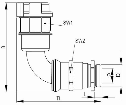 Wiska 10107999 EMBF90CG-10-16-BG Verschraubung Grau M16 x 1.5 90° 50St. von Wiska