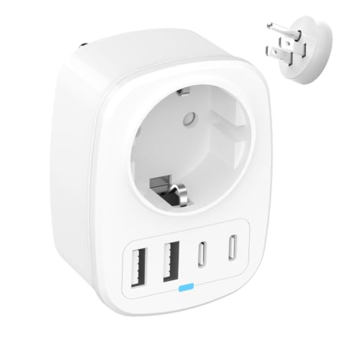 WISMIKA USA Reiseadapter, Universal Travel America Germany Plug Power mit 1 AC 2 USB-C 2 USB-A Ports, Adapter für EU nach Kanada Thailand Mexiko Travel Use WISMIKA USA Reiseadapter, Universal Travel America Germany Plug Power mit 1 AC 2 USB-C 2 USB-A Ports, Adapter für EU nach Kanada Thailand Mexiko Travel Use von Wismika