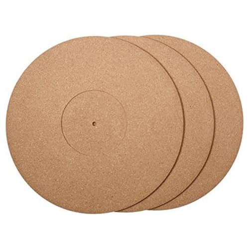 Wispbreeze 3 StüCk Kork-Plattenspielermatten mit High Fidelity für Vinyl-LP-Plattenspieler, Audiophile, Reduzieren GeräUsche von Wispbreeze
