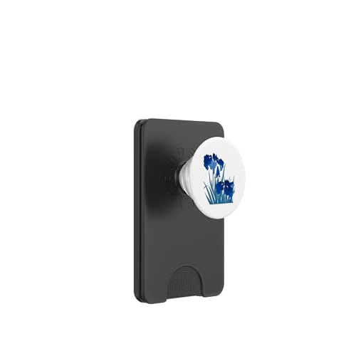 Blaue Iris Blumen Kunst PopSockets PopWallet für MagSafe von Wistful