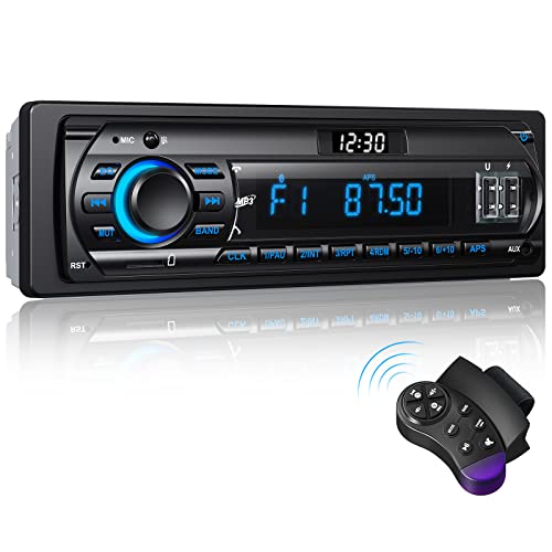 RDS Autoradio Bluetooth für 9-24V, FM/AM 1Din Autoradio mit Bluetooth Freisprecheinrichtung, 7 Farben Autoradio mit 2 USB/MP3 Player/AUX/SD/Unabhängige Uhr, 30 Sender Gespeichert Werden von Wistrue