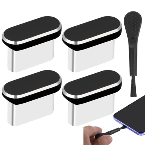 -Staubschutzstecker – 0,6 cm Anschlussstecker-Schutz mit Bürste, Staubschutzstecker, 5-in-1-Ladeabdeckungs-Set mit Reinigungsbürste, kompakte Schmutzblockierungslösung, Handykappen für von Wisylizv