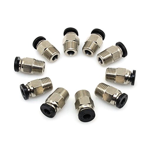 Witbot PC4-M10 männlicher gerader pneumatischer PTFE-Rohr, Push-In, Schnellverbindung, Anschluss für E3D-V6 Langstrecken-Bowden-Extruder 3D-Drucker (10 Stück) von Witbot