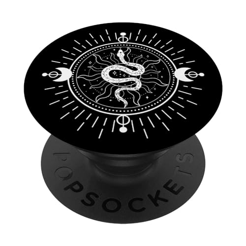 Witchy Aesthetic Mystic Snake Sonne Mond Heilige Geometrie PopSockets Klebender PopGrip von Witchy Aesthetic Mystic Snake Sun Moon Boho Vibes
