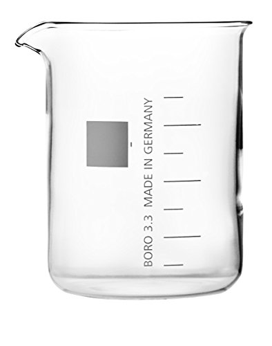 Becherglas 2000ml mit Ausguss, niedere Form, hergestellt aus Borosilikatglas 3.3, komplette Verpackungseinheit, Packung mit 1 von Witeg