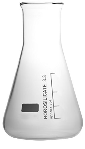 Erlenmeyer-Kolben 1000ml Weithals mit weißer Graduierung und Bördelrand, hergestellt aus Borosilikatglas 3.3, komplette Verpackungseinheit von Witeg