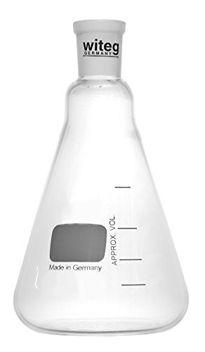 Erlenmeyer-Kolben 125ml NS24/29 mit weißer Graduierung und Normschliff, hergestellt aus Borosilikatglas 3.3, komplette Verpackungseinheit von Witeg