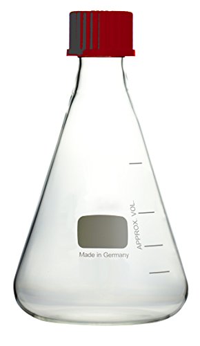Erlenmeyer-Kolben 500ml GL32 mit weißer Graduierung und Schraubkappe, hergestellt aus Borosilikatglas 3.3, komplette Verpackungseinheit von Witeg