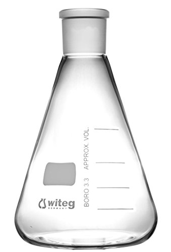 Erlenmeyer-Kolben ECONOMY 300ml NS24/29 mit weißer Graduierung und Normschliff, hergestellt aus Borosilikatglas 3.3, komplette Verpackungseinheit von Witeg