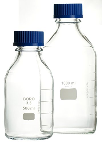 Laborflaschen 10000ml GL45 ECONOMY weiß graduiert mit PP-Schraubkappe und Augussring, hergestellt aus Borosilikatglas 3.3, komplette Verpackungseinheit von Witeg