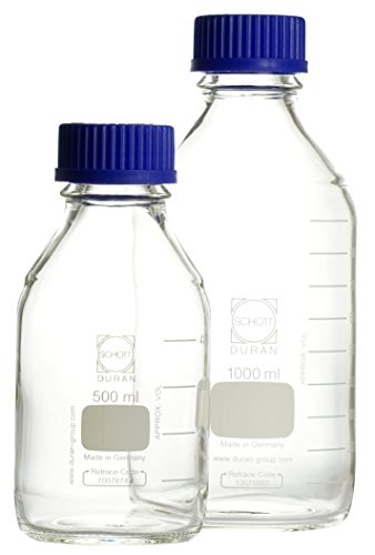 Laborflaschen 20000ml GL45 weiß graduiert mit PP-Schraubkappe und Augussring, hergestellt aus DURAN-Rohr, komplette Verpackungseinheit von Witeg