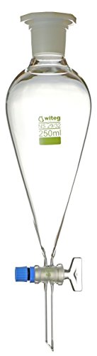 Scheidetrichter Squibb 50ml NS19/26 mit PE-Stopfen, massives Glas-Hahnküken 2 Stück, hergestellt aus Borosilikatglas 3.3 von Witeg