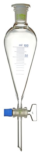 Scheidetrichter Squibb graduiert 500ml NS29/32 mit PE-Stopfen, massives Glas-Hahnküken 2 Stück, hergestellt aus Borosilikatglas 3.3 von Witeg