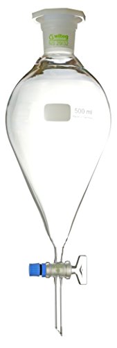 Scheidetrichter n. ISO 4800, 500ml NS29/32 mit PE-Stopfen, massives Glas-Hahnküken, konische Form, 2 Stück, hergestellt aus Borosilikatglas 3.3 von Witeg