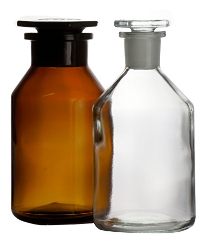 Steilbrustflaschen 250ml NS34/24 Enghals mit halb-holem NS-Glasstopfen, hergestellt aus Soda-Glas, komplette Verpackungseinheit, normales Glas von Witeg