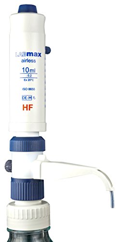 witeg Flaschenaufsatz-Dispenser Labmax airless für Flusssäure 1,0-10,0ml, kontaktfreier Kolben, absolut tropffreie Halteposition, made in Germany von Witeg