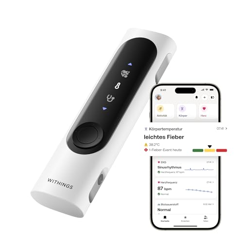 WITHINGS BeamO – Kontaktloses digitales Smart Thermometer, Fiebererkennung, 4-in-1 MultiScan, EKG, Pulsoximeter, Digitales Stethoskop, Für Kinder & Erwachsene, Multi-User, Familiengesundheit WITHINGS BeamO – Kontaktloses digitales Smart Thermometer, Fiebererkennung, 4-in-1 MultiScan, EKG, Pulsoximeter, Digitales Stethoskop, Für Kinder & Erwachsene, Multi-User, Familiengesundheit von Withings