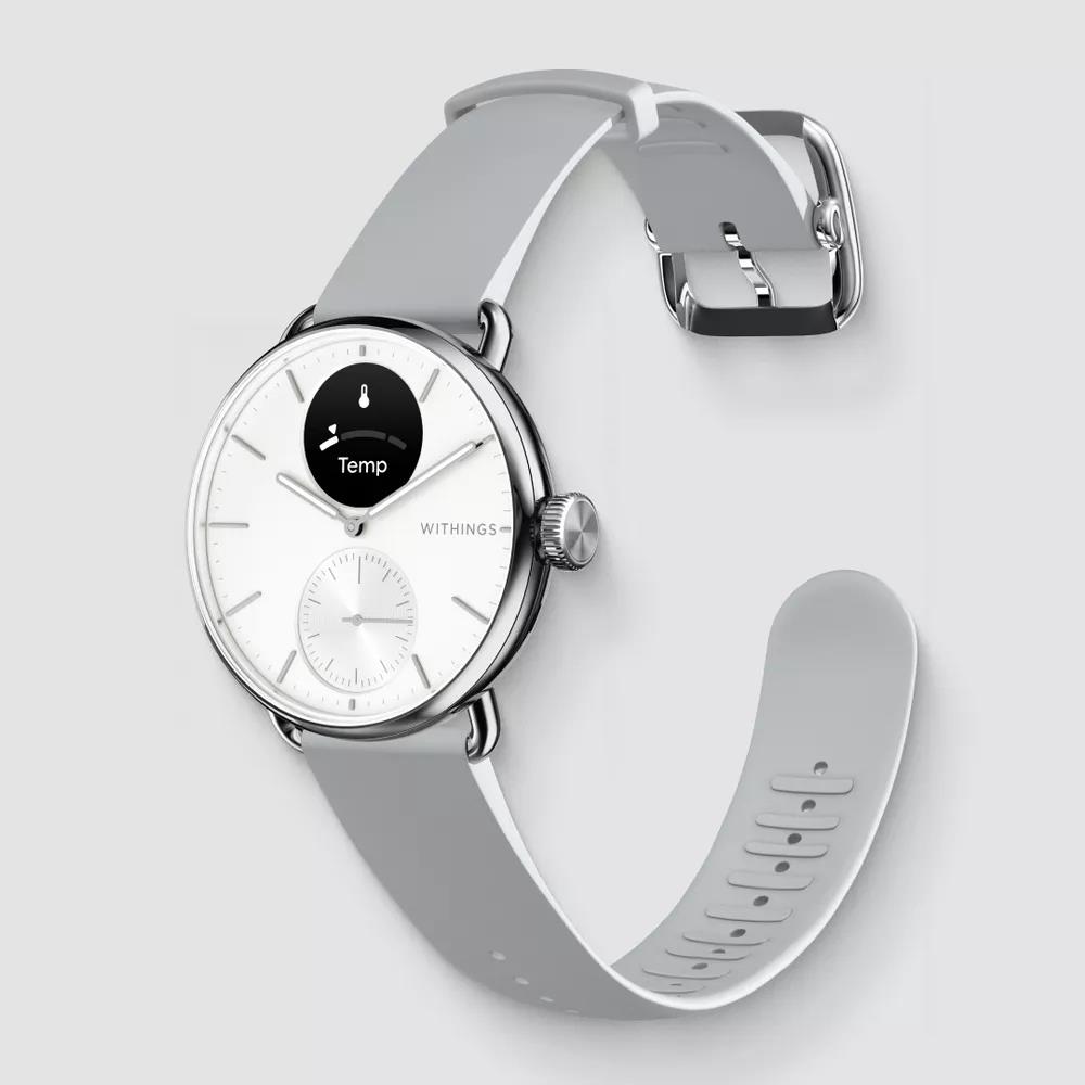 Withings ScanWatch 2 - 38 mm - Edelstahl - Hybrid Smart Watch mit Band - Flouroelastomer - Handgelenkgröße: 146-211 mm - einfarbig - Bluetooth - 34.6 g - Pearl White (HWA10-model 2-All-Int) von Withings