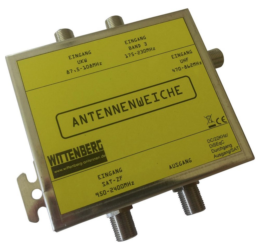 Wittenberg Antennen Wittenberg Antennen 4 in 1 Antennenweiche UKW, DAB+, UHF, SAT Leistungsverstärker Wittenberg Antennen Wittenberg Antennen 4 in 1 Antennenweiche UKW, DAB+, UHF, SAT Leistungsverstärker von Wittenberg Antennen