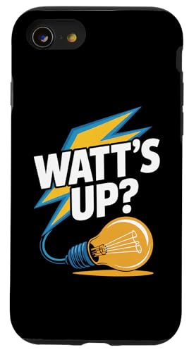 Watt's Up Glühbirne Humor Funny Slogan Hülle für iPhone SE (2020) / 7 / 8 von Witty Electrical Humor Puns Enthusiasts